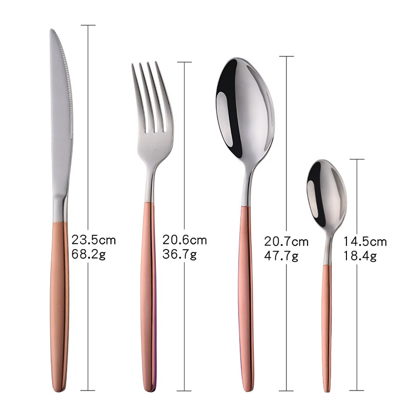 Couverts dorés arc-en-ciel, service de table en acier inoxydable, service de table de Restaurant, service de cuillère et fourchette: Pink Silver 1Set