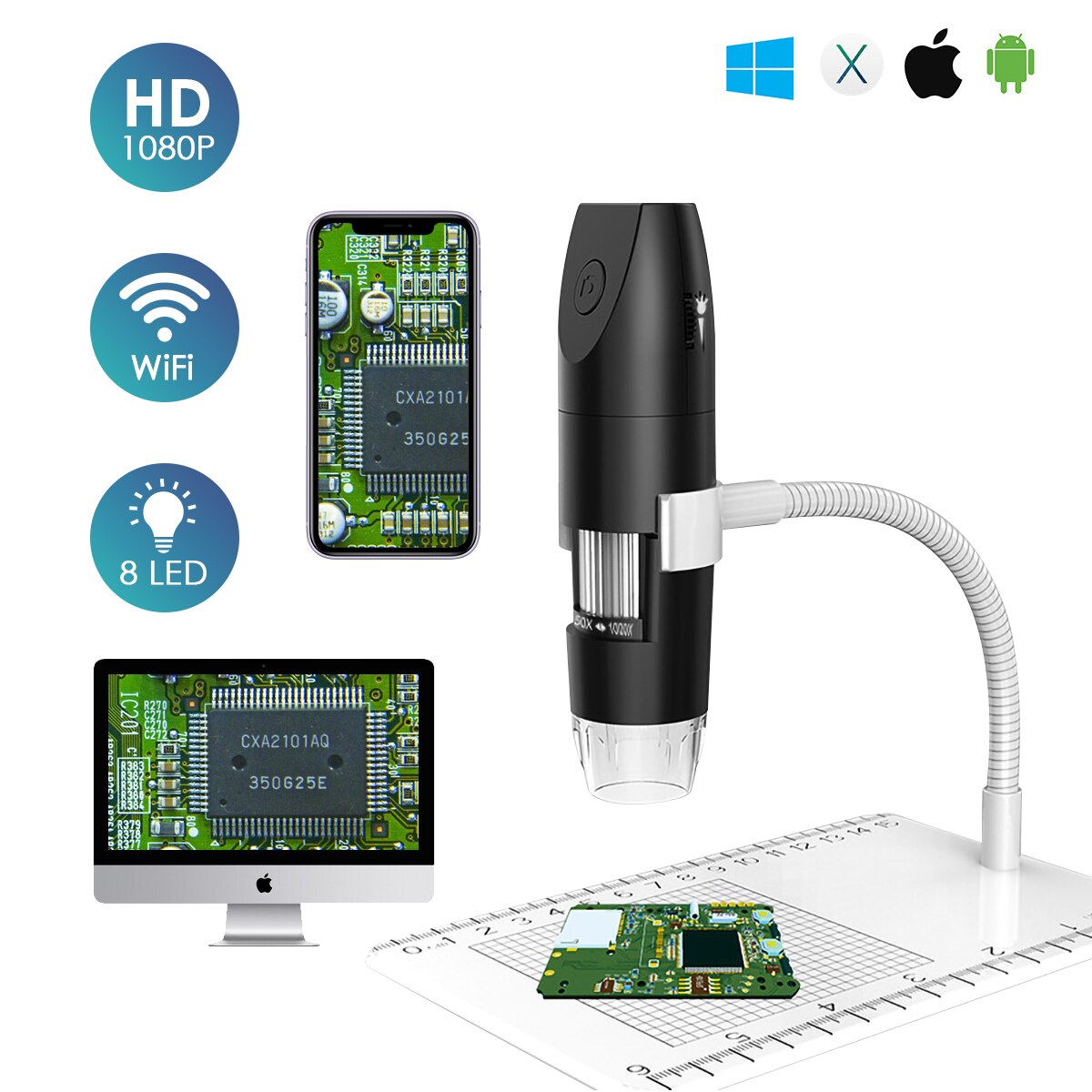 Microscope numérique WiFi sans fil USB 1080P, Micr... – Grandado