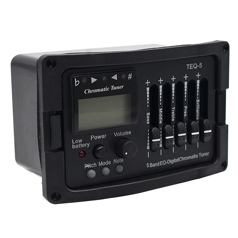 5 Band Voorversterker Voor Akoestische Gitaar Eq Equalizer Klassieke Akoestische Gitaar Versterker Digitale Blend Tuner Piezo Pickup
