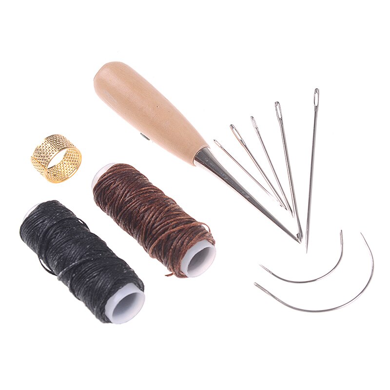 Leather stitch Needles Stitching Needle Kit Thread DIY Thimbles Hand stitch Tool Awl Leathercraft Shoes Repair Tools Waxing