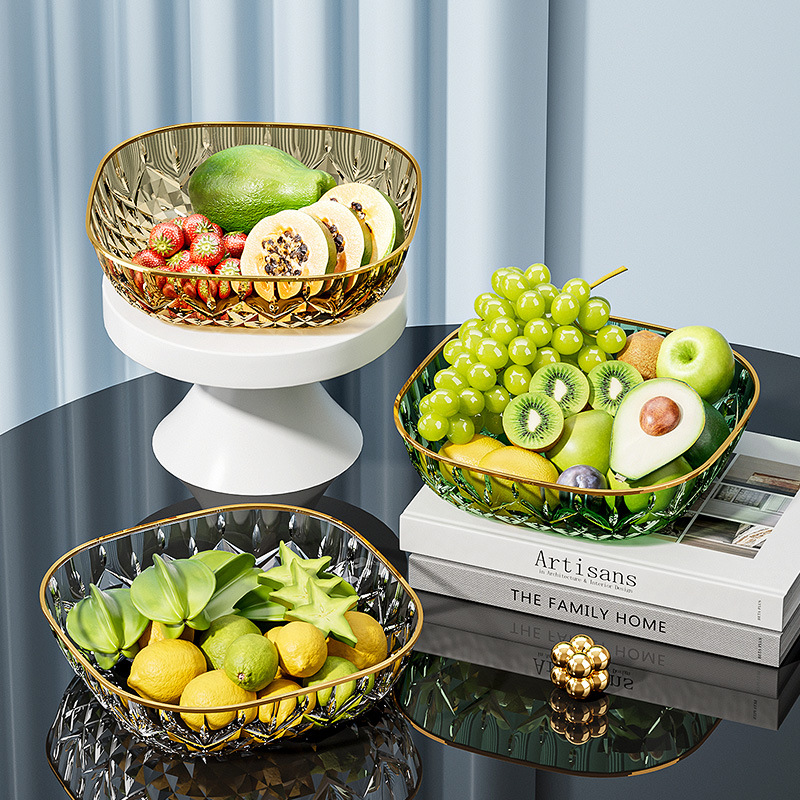 24cm PET Fruit Plate Clear Plastic Fruit Bowl for Kitchen Party Snack Fruit Tray Kitchen Tableware Luxury Nut Snack Plate