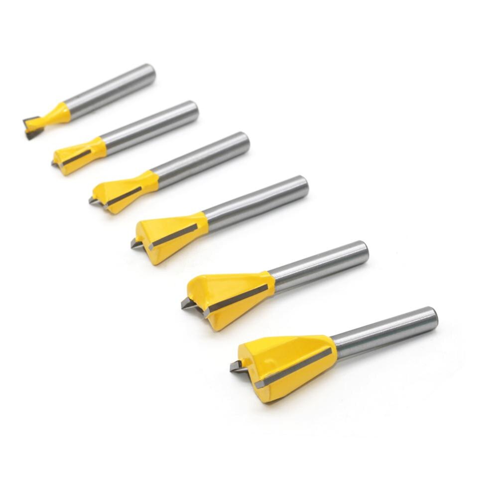 6pcs 6mm Shank 1/4 Dovetail Joint Router Bits Set 14 Degree Woodworking Engraving Bit Milling Cutter for Wood