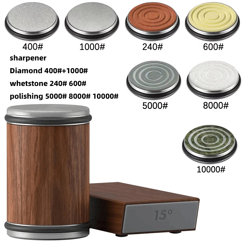 Rolling Knife Sharpener Magnetic Knife Holder Diamond Sharpening Stone with15and20 Degrees Angle Roller Kitchen Accessory set: Orange