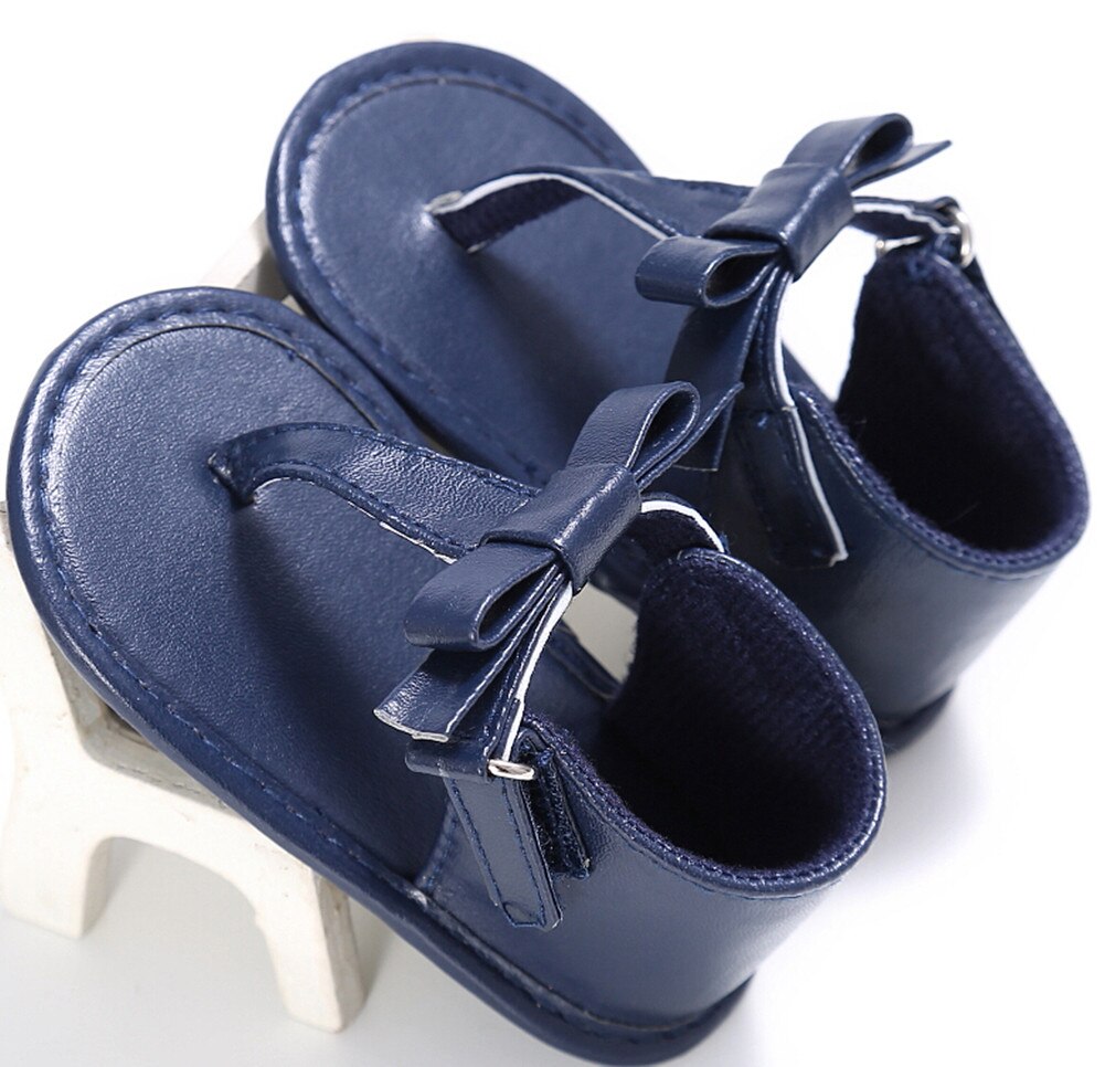 Helen115 Baby Summer Flip-flops Bow-knot Sandals Infant Girls Soft Sole Shoes 0-18M: Blue / 13-18 Months