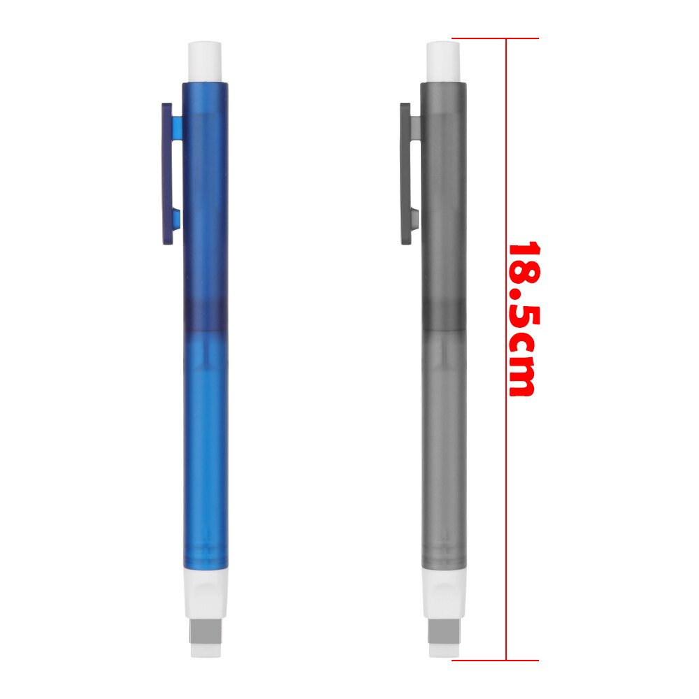 Goma de borrar para dibujo, juego de gomas de borrar con forma de lápiz blanca y azul de goma, reposición automática, gomas telescópicas, papelería, de aprendizaje