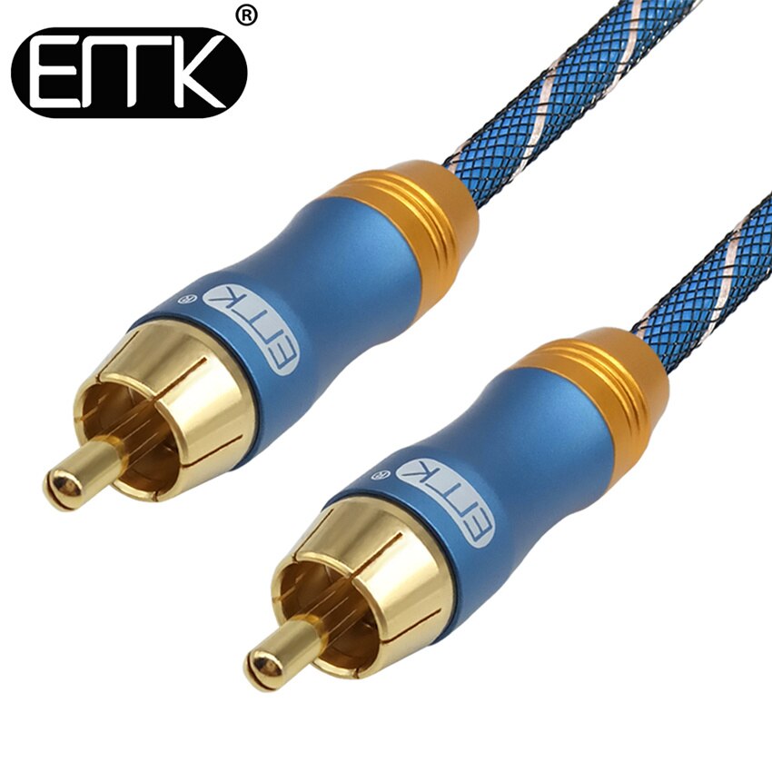 Emk rca subwoofer cabo coaxial de áudio rca para rca macho para macho 1m 3m 5m dvd alto-falante amp conectar o cabo subwoofer: Azul / 10 m