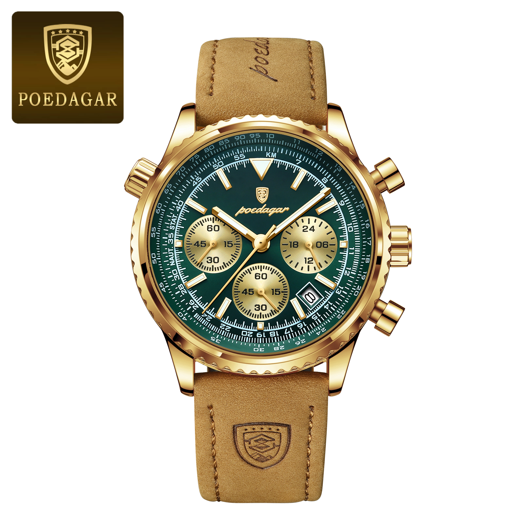 POEDAGAR oben Luxus Männer Uhr Wasserdicht Leucht Datum Chronograph Sport Mann Armbanduhr Leder herren Quarz Uhren Männlich Reloj: Mehrfarben