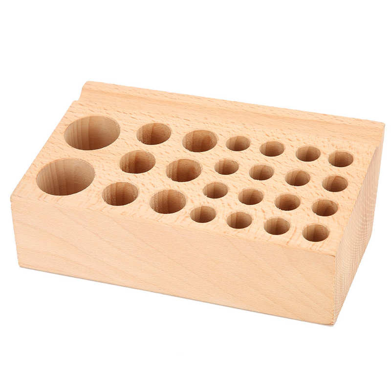 98 Holes Wooden Leathercraft Tool Rack Stand Organizer with 3 Slots
