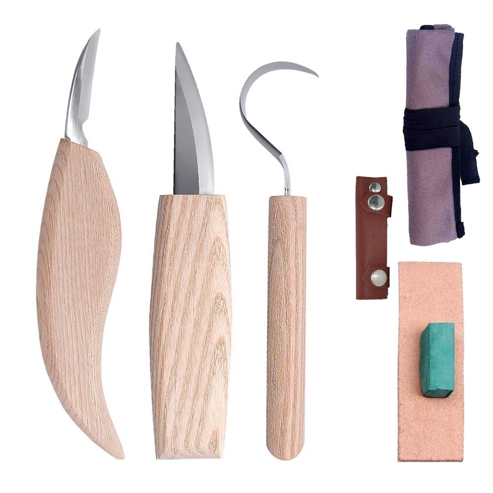 Wood Carving Tool Set - Hook for Spoon, Bowl, Kuksa Cup or General Carving Knife, Whittling Knife, Detail Wood Utensils Type: 6pcs