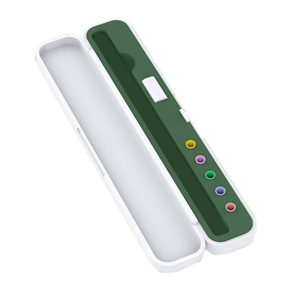 Pencil Storage Box for Apple Pencil Pen Nib Holder for Apple Accessories Portable ABS Silicone Carrying Case: green