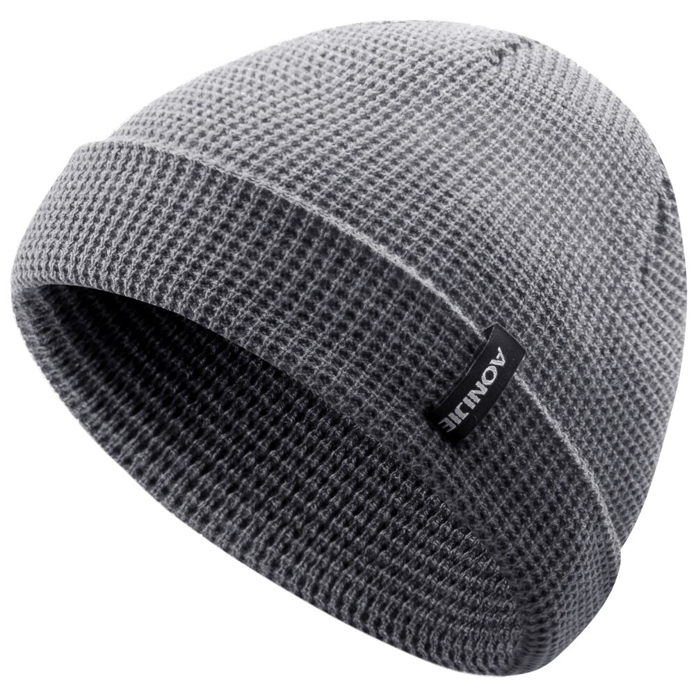 AONIJIE Winter Thermal Sports Slouchy Cuffed Knit Beanie Hat Skull Cap For Running Marathon Travelling Cycling Men Women: M27S Gray