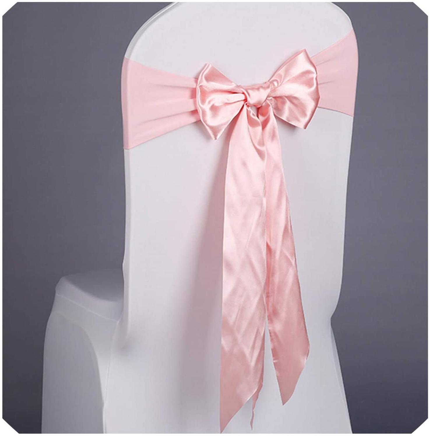 5 unids/lote de lazos de satén rojo con banda elástica para silla, banda de LICRA para ceremonia, boda, decoración de: Rosa