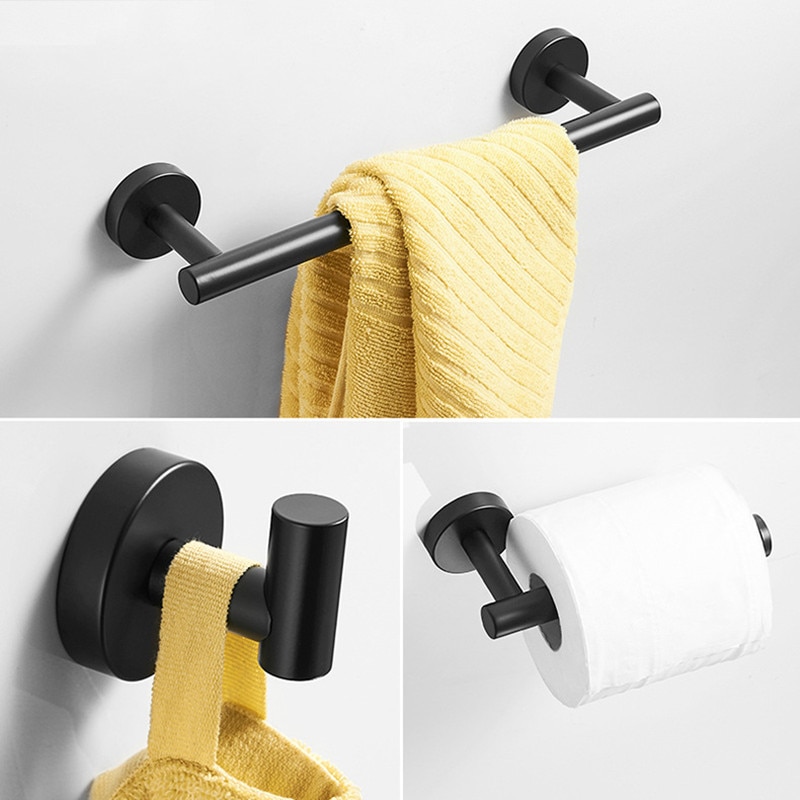 LIUYUE Bath Hardware Sets Brushed Gold Stainless Steel Wall Mounted Bathroom Single Bars Towel Rack Robe Hooks Roll Paper Bars