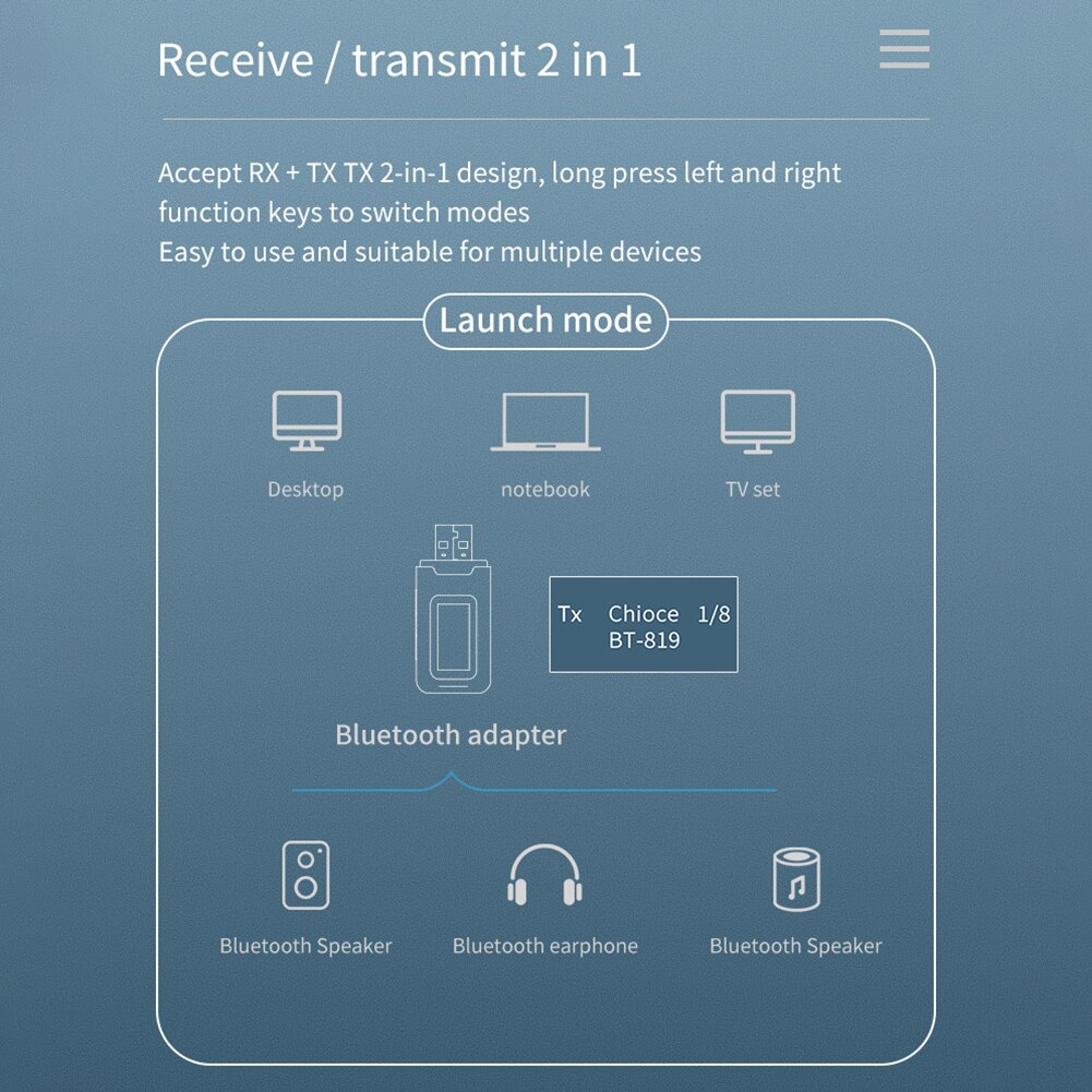 USB Bluetooth Adapter Dongles 2 in 1 USB Bluetooth Adapter 3.5mm Audio Wireless Receiver Transmitter Dongle for TV PC Projector