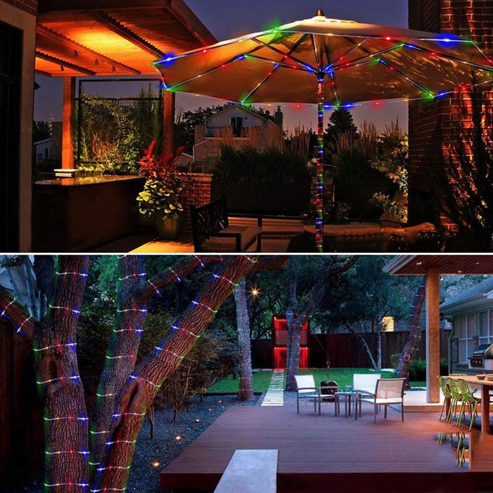 LED Rope Tube Lights, 10M 100 LED Indoor Outdoor Rope String Fairy Lights Battery Powered 8 Modes Copper Wire String Light