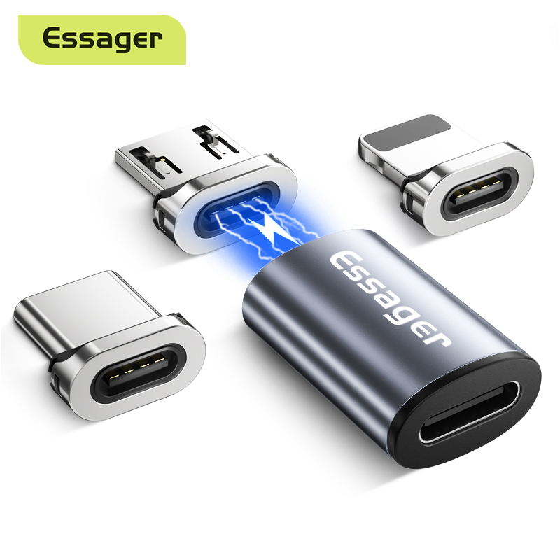 Essager Magnetische Micro Usb Adapter Voor Iphone Samsung Xiaomi Micro Usb Female Naar Type C Male Kabel Magneet Converters Connector