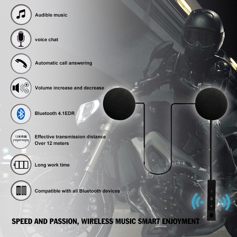 4.1 + EDR Bluetooth Kopfhörer Anti-störungen Für Motorrad Helm Reiten Hände Frei Kopfhörer USB Ladung Helm Headset