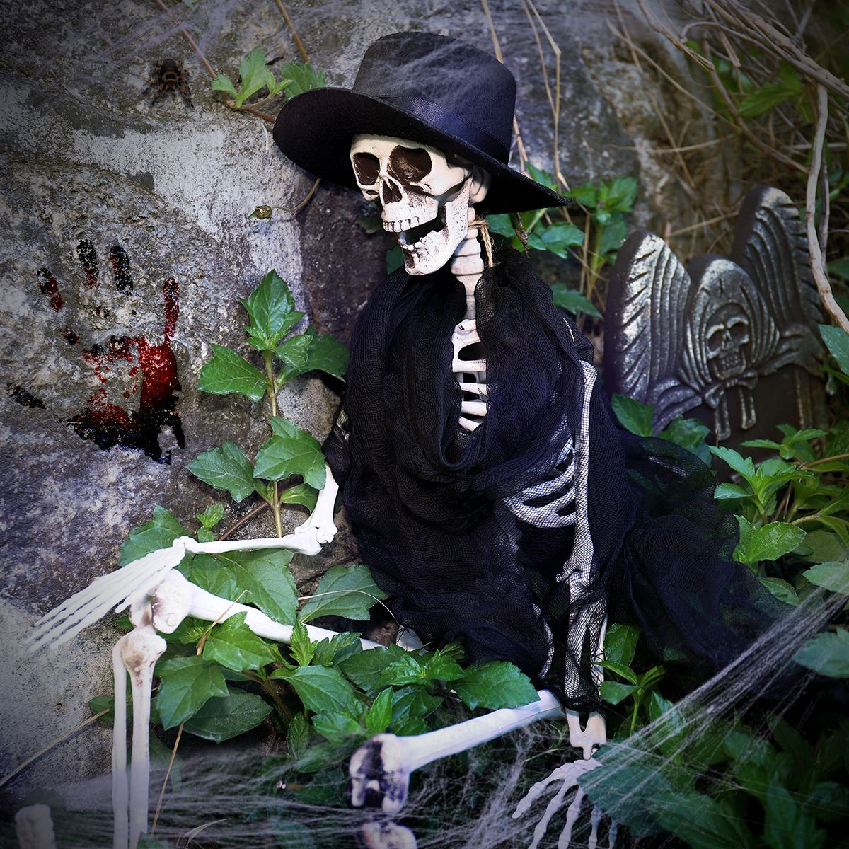 90cm halloween skelet dekorationer desktop kranie ornamenter gør-det-selv hængende pynt til hjemmet butik hjemsøgt hus dekoration