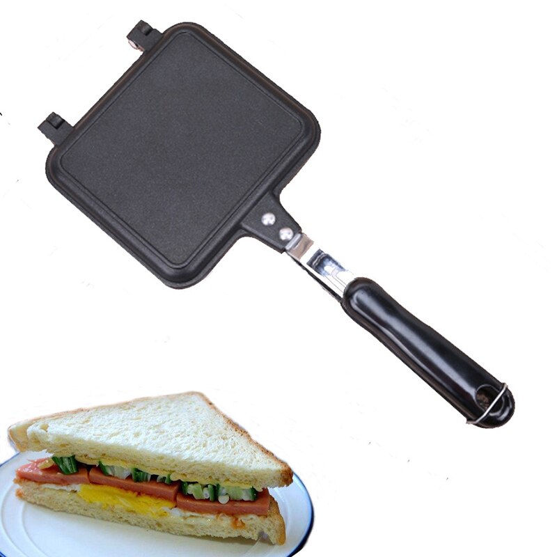 Pans Flat Bottom Double-sided Frying Pan Heat-resistant Bread Toast Baking Pan Household Non-stick Sandwich Frying Pan