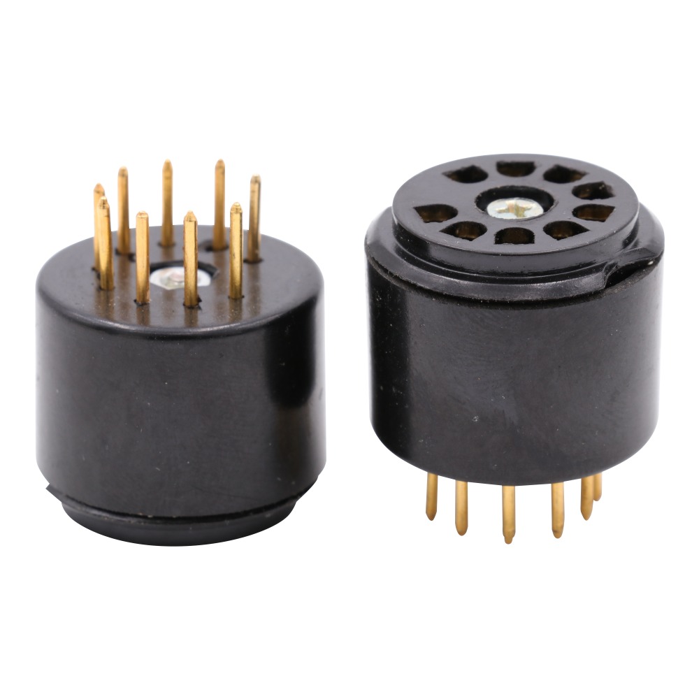 Bakelitowy 9Szpilka rura próżniowa gniazdo badania wygaszacz dla 6DJ8 12AX7 ECC83 B339 CV492 6L13 12AU7 ECC82 B329 CV491 Hifi wzmacniacz rurowy DIY 2PC