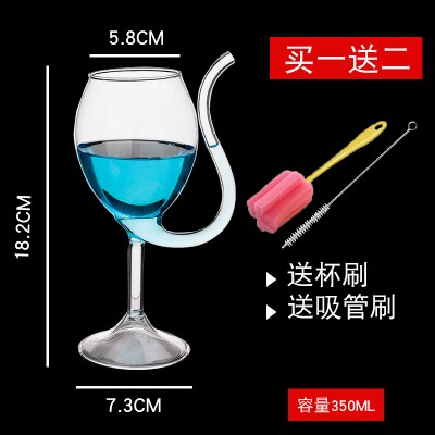 Rødvin glass kopp whisky glass varmebestandig glass sugende juice melk kopp te vin kopp med drikkerør sugerør: 7