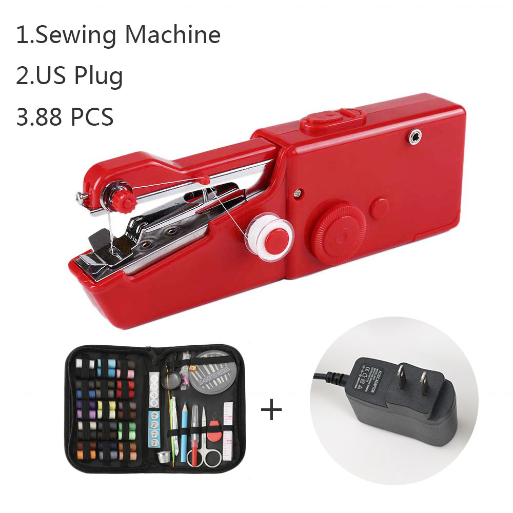 INNE Portable Mini Hand Sewing Machine Household Electric Quick Repair Clothes Straight Stitch Needlework Tool DIY Accessories: US 88thread machine