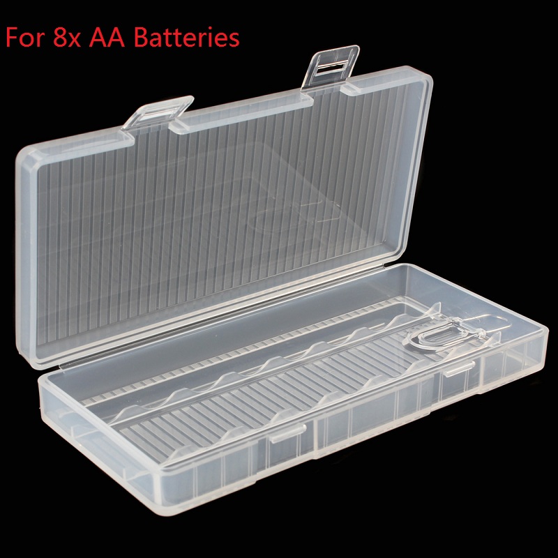 1PC Portable Transparent Hard Plastic Case Holder Battery Storage Box Durable Batteries Storage Case Fit for 2/4 x 26650 Battery: For 8x AA Batteries