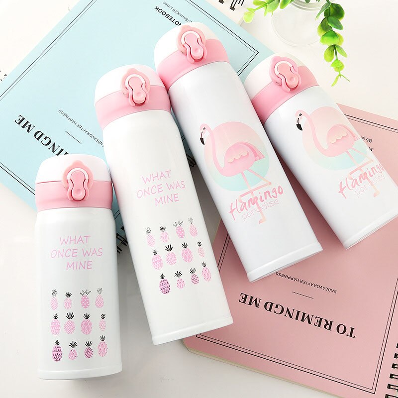 350/500ML jednorożec flaming kubek termiczny przenośny śliczne ze stali nierdzewnej odbijając pokrywkę dzieci dzieci dziecko małe mini butelka wody