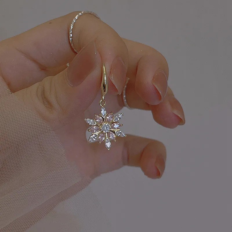 Modetrend, einzigartiges , elegante und exquisit Weihnachts-Rosa-Schneeflocken-Ohrringe für Frauen, Schmuck, Hochzeit, Party, Prämie