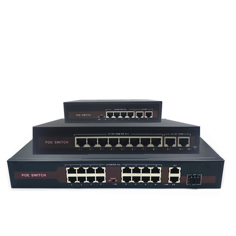 48V Ethernet Poe Switch Met 5/8/16 10/100Mbps Poort Ieee 802.3 Af/At Geschikt voor Ip Camera/Draadloze Ap/Cctv Camera Systeem