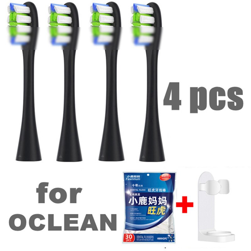 6 stk udskiftning af tandbørstehoveder til xiaomi soocas  x3/x3u mijia  t300 til oclean x / zi / en elektrisk tandbørstehoveder: F