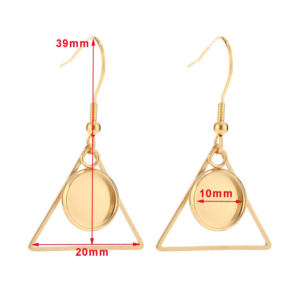 20pcs Triangular prism Stainless Steel Earrings Bases Settings Earring Blank DIY Earring Kits Bezel Earring Tray Jewelry