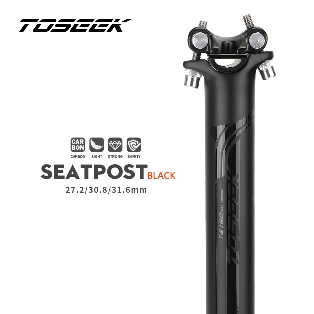 TOSEEK Black UD Matte Full Carbon Fiber MTB Road Bicycle Seatpost Bike Seat Post Cycling Parts 27.2/30.8/31.6 x 350/400mm
