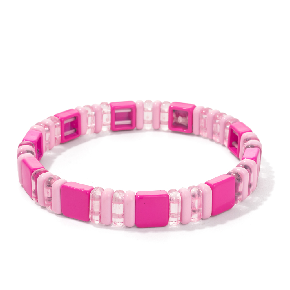 2022 Nuovo design Braccialetti Elastici Colorati per Le Donne Rianbow Acrilico Lucido Braccialetti Braccialetti di Metallo Della Boemia Perline Gioielli: Zinco blu placcato