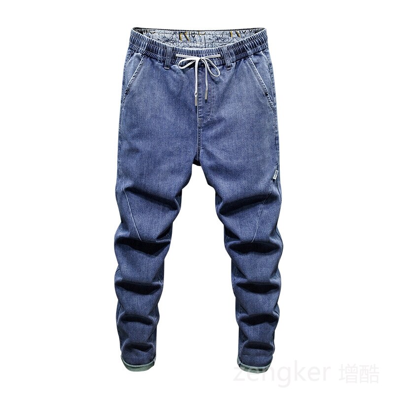 Pantalones vaqueros harem para hombre, jeans azules de talla grande con cordón elástico 7XL 6XL, jeans de para hombre de 40 42, jeans de novio