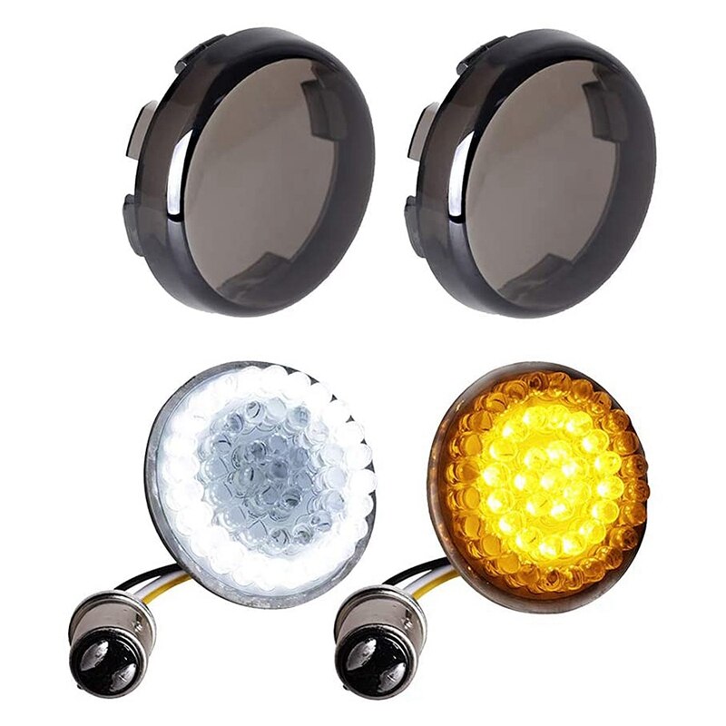 4 Stuks Gerookte Richtingaanwijzers Led Verlichting Panel Motorfiets 1157 Insert Kit Voor Dyna Road Street Glide: Default Title