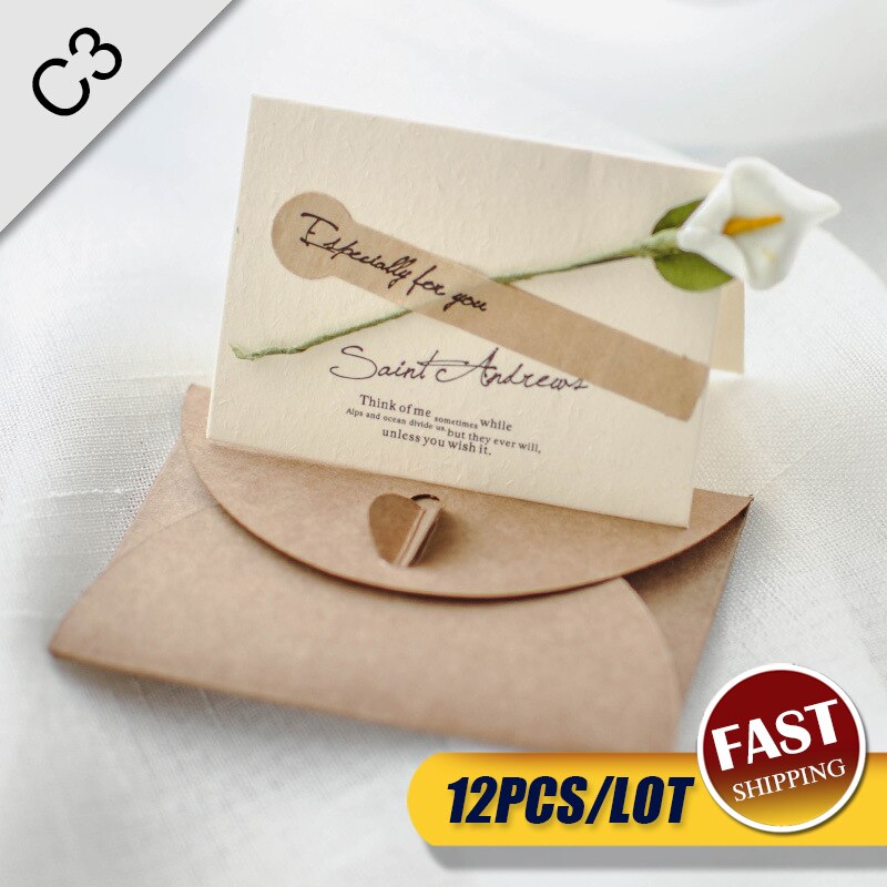 12pcs pocket bruiloft bloem uitnodigingskaarten bruiloft verjaardag bridal en baby douche goedkope uitnodigingen met envelop + blanco kaarten: C3-WhiteCalla-12pcs