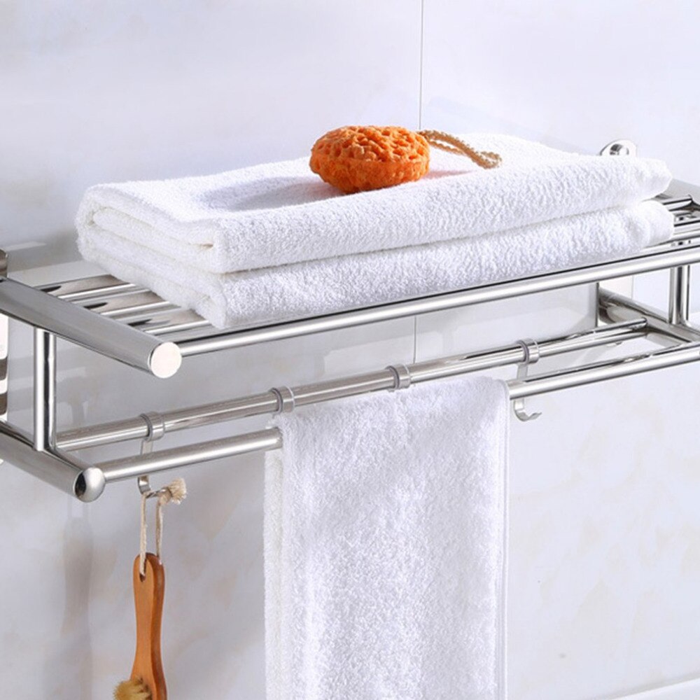 Rustfrit stål badeværelse håndklædeholder arrangør vægmonteret håndklædestativ hjem hotel væghylde 40/50/60cm
