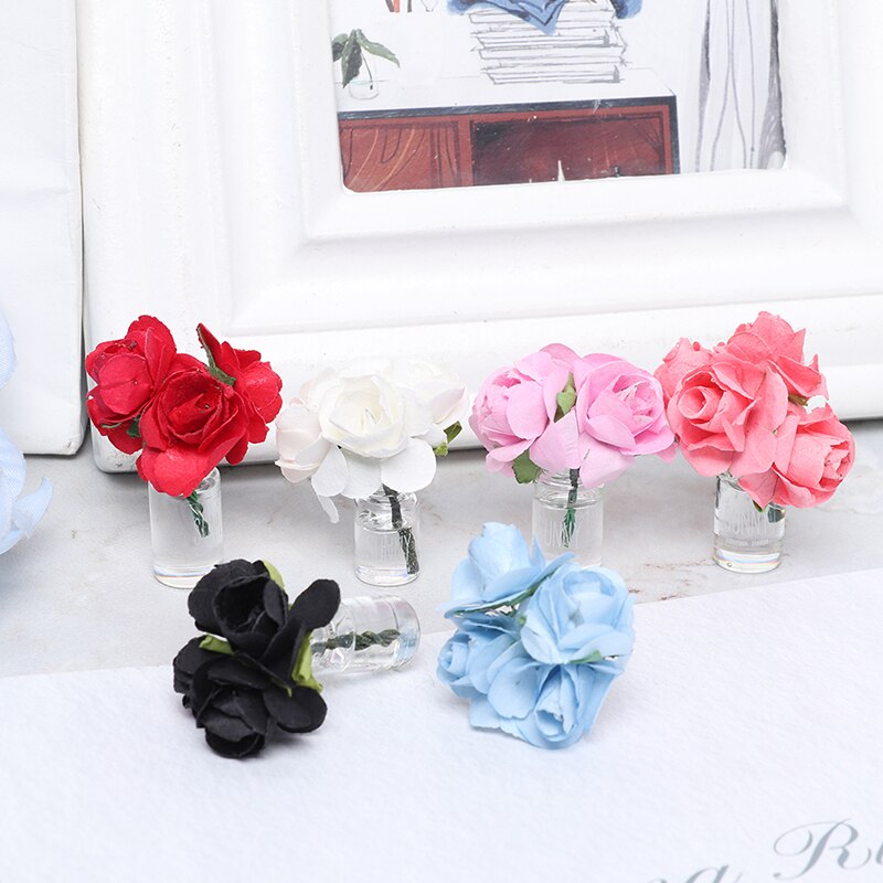 1pc Mini Flowers Potted Plant Doll House Decor 1:12 DollHouse Furniture Toys Garden Ornaments