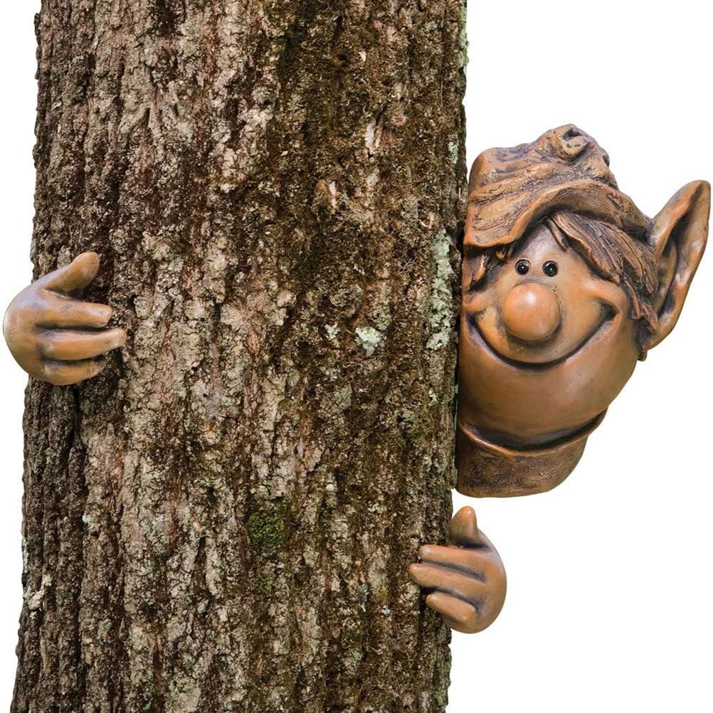 Elf Baum-Peeker Gartenfigur Aus Polyresin – 18 Cm, Wetterfest & Montierbar