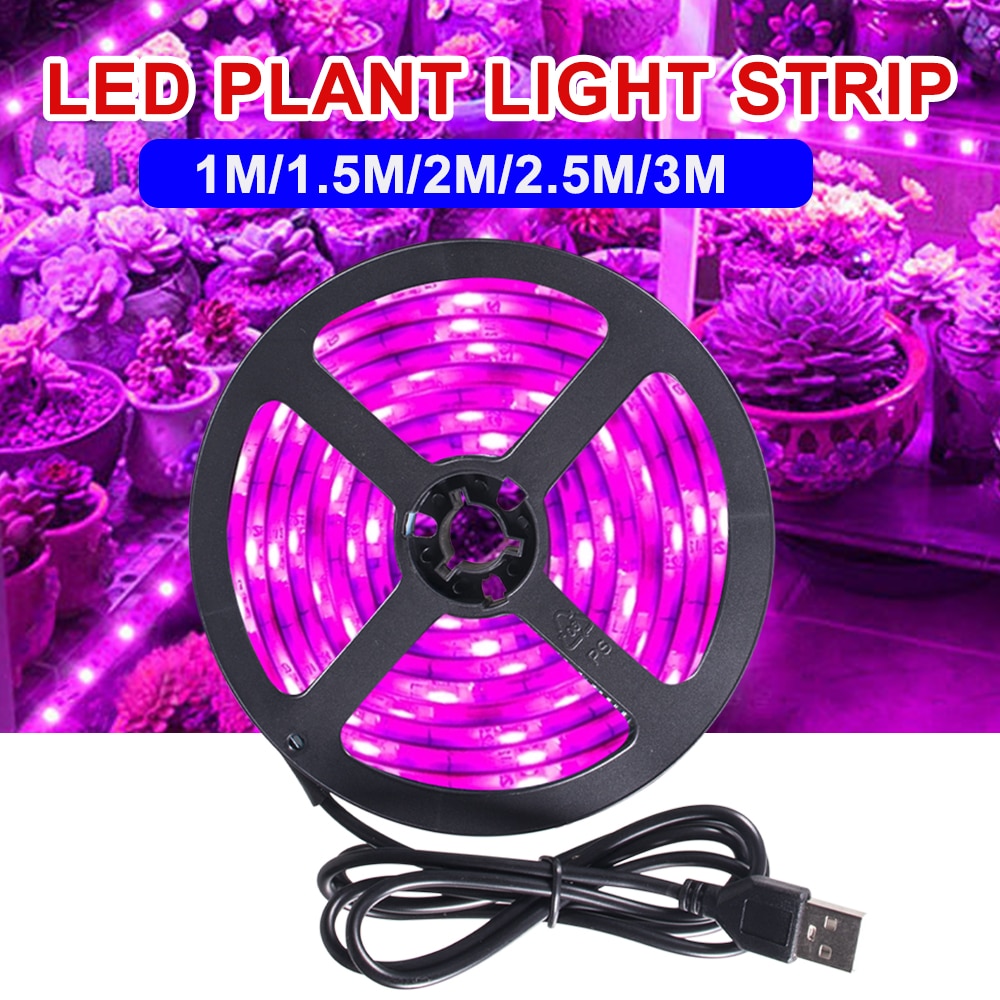 Dc5v usb fullspektre fytolamper lampe ledet phyto teip belysning fleksibel vokse lys stripe vanntett plante pære hydroponic lampe