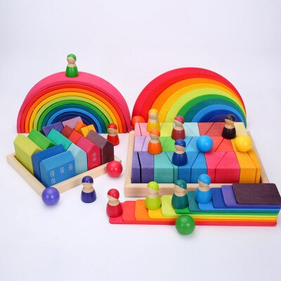 Baby Große Bausteine kinder Holz Spielzeug Kreative Regenbogen Stacker Montessori Vorteile Intelligenz für Kinder