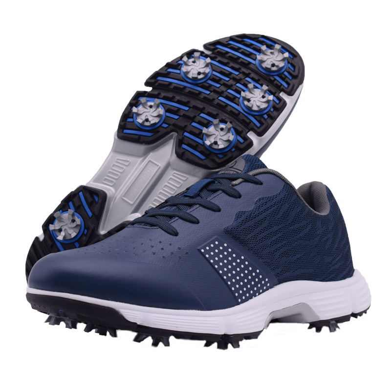 Waterproof golf shoes for men, thornless outdoor golf sports training sneakers, classic men's golf trainers 14 size e 13: Brown / 44