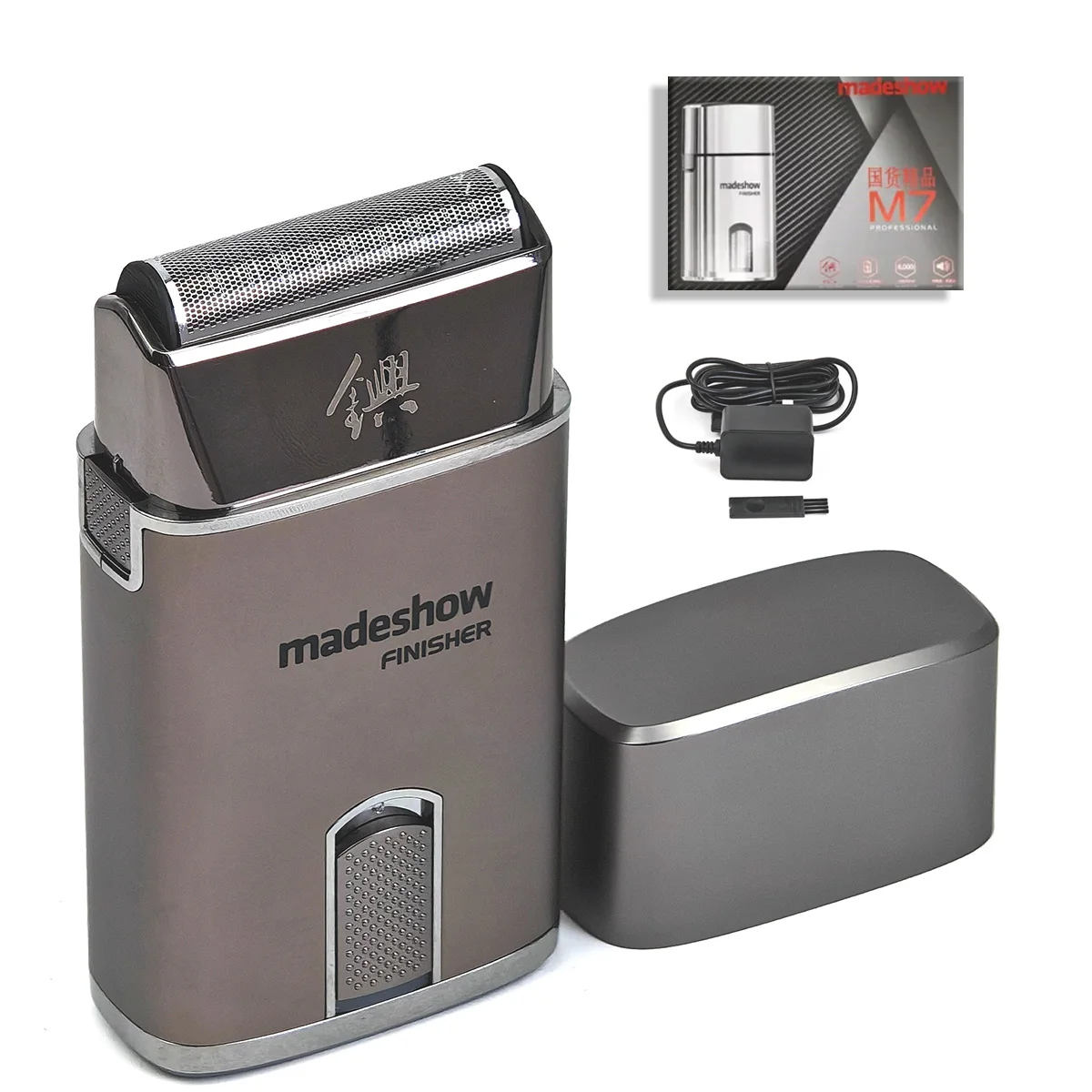 Rasoir de barbier pour homme, rasoir électrique à faible bruit, lame de droitation magnétique, tondeuse pour homme, M7, 8000 tr/min: Black / Uk Plug