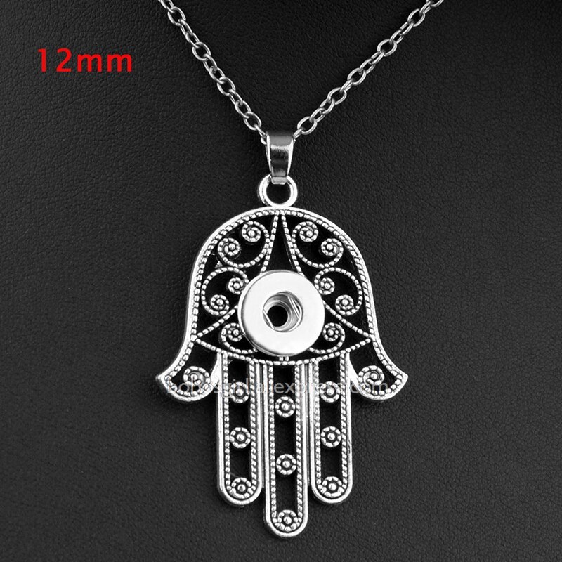 Colliers et pendentifs à boutons pression, 12mm 18mm, pour maman et fille, Fatima Hamsa, ML302: 12mm