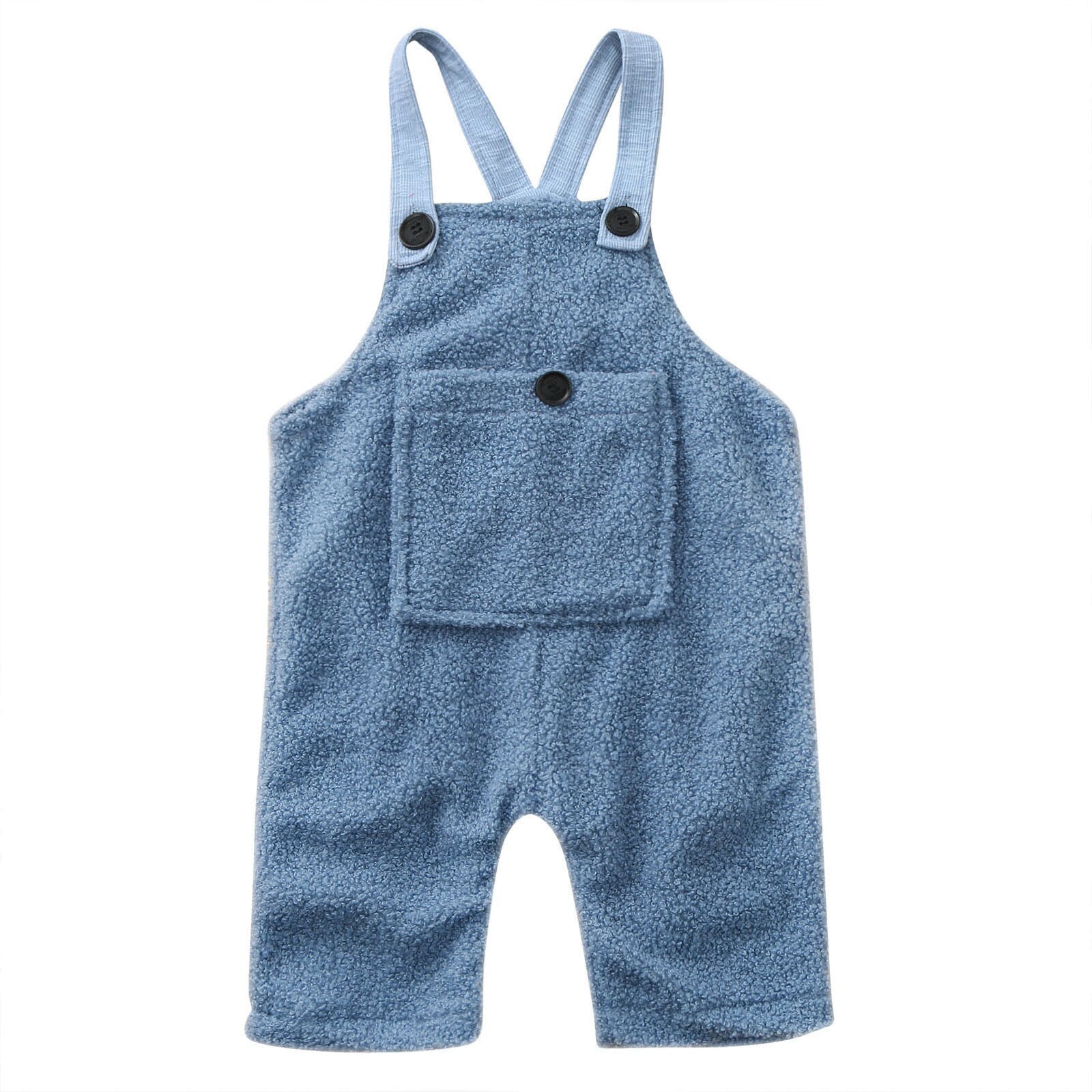 Toddler Kids Baby Girl Boys Solid Flannel Suspender Pants Overalls Warm Winter baby kids clothes baby girls boys Overalls: BU / 100