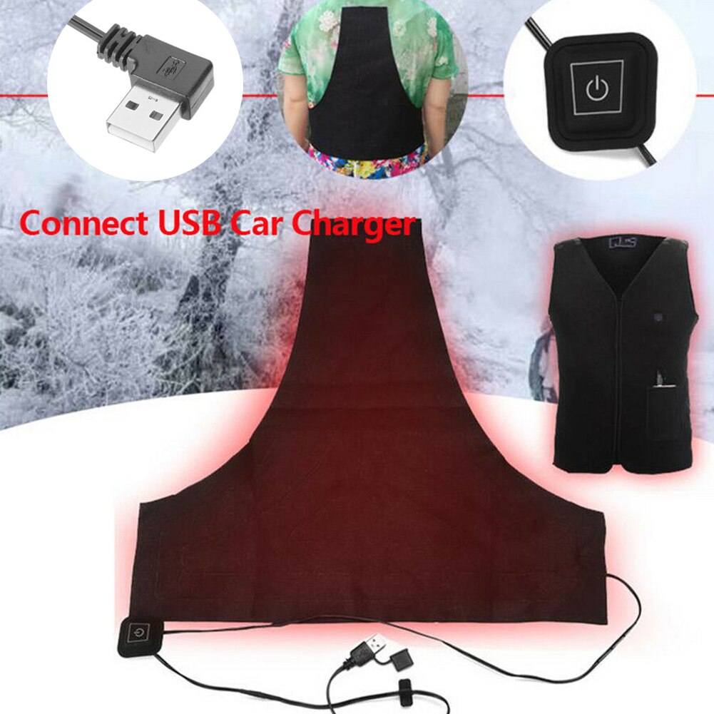 Winter auto usb opladen temperatuur instelbaar 3 versnellingen thermische kleding rugwarmer elektrisch verwarmingskussen vest wasbaar legering vezel