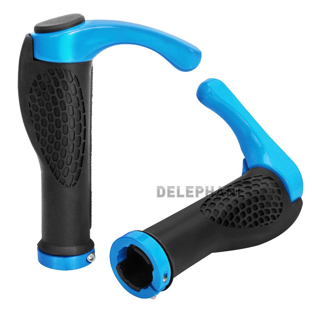 Bike Handlebar Grips Ergonomic Mountain Bike Grips Aluminum Double Lock-on MTB BMX Scooter Downhill Foldable Urban Bicycle Grips: Blue Rings