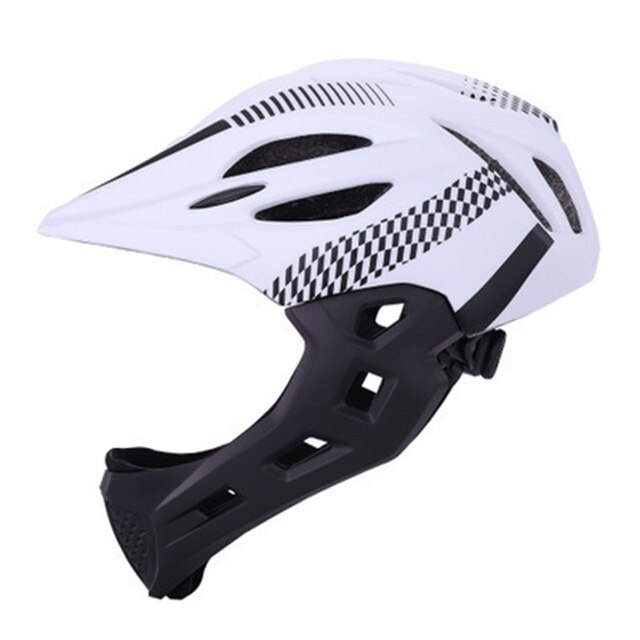 Unisex Veiligheid Helm Kin Afneembare Helm Met Achterlicht Riding Volledige Gezicht Veilig Outdoor Beschermende Helm Voor Kinderen: White Black