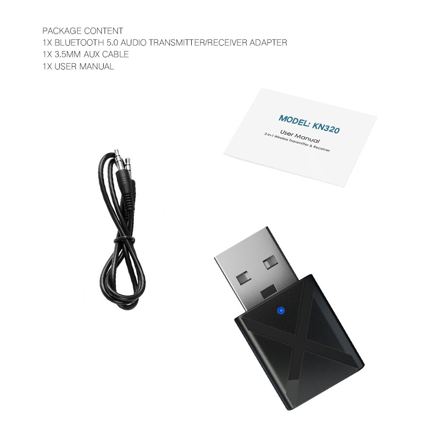 Bluetooth 5.0 Audio Receiver Transmitter Mini 3.5mm Wireless AUX Stereo Bluetooth Converter For Computer Laptop Car: Default Title